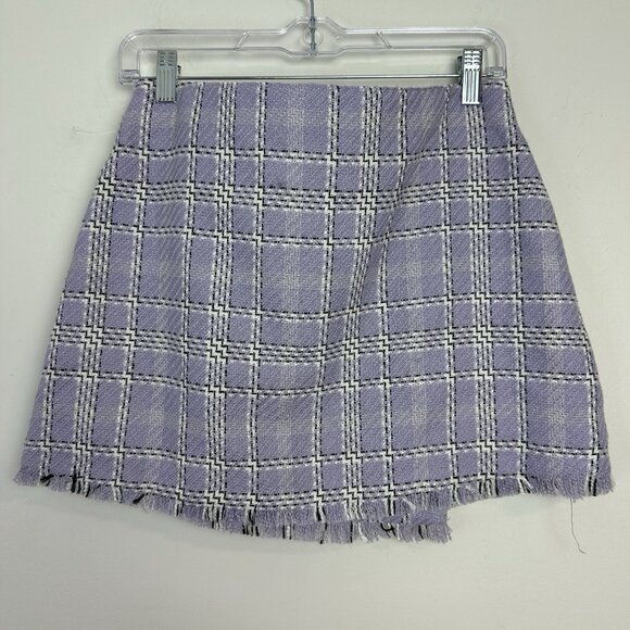 Y2K‎ 90s Purple Tweed Mini Skirt Plaid Coquette Clueless Preppy Classic Med NWT - Picture 6 of 10